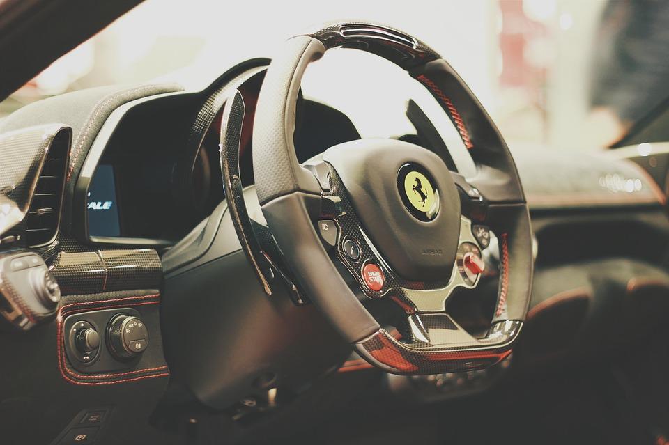 Car, Sports Car, Steering Wheel, Ferrari