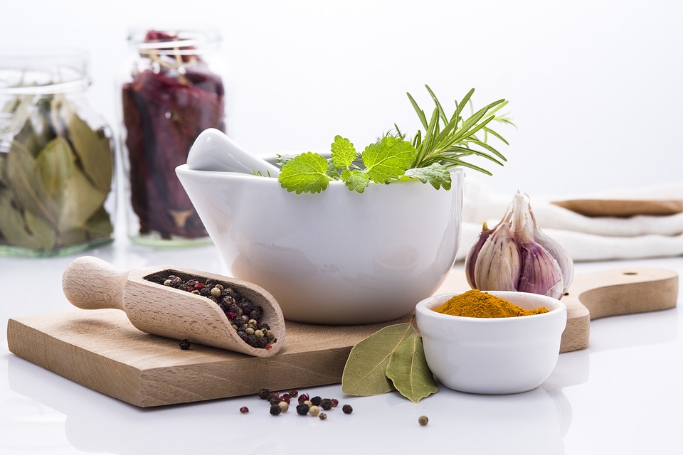 Herbs, Spices, Ingredients, Kitchen, Cutting Board